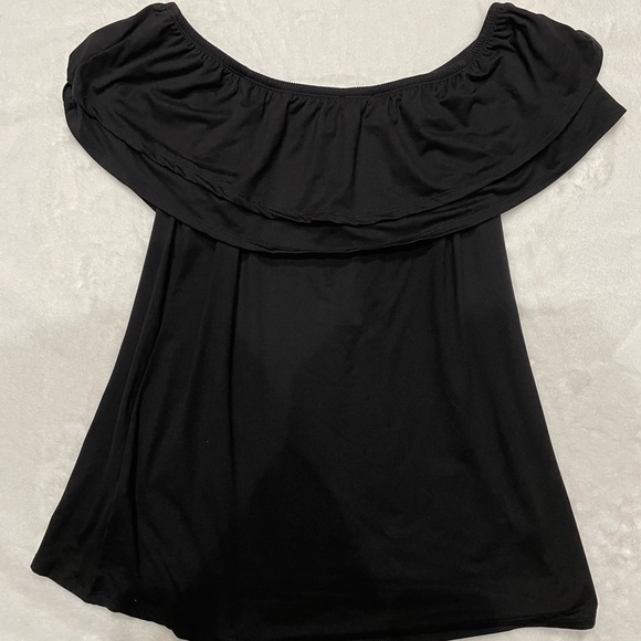 White Birch Black Off the Shoulder Top Size Large - Picture 2 of 2